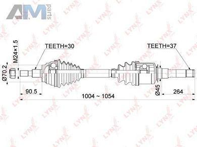 Привод в сборе передний правый LYNX для Mercedes ML 2005-2011 (W164) CD-1081