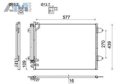 Радиатор кондиционера MAHLE/KNECHT (AC666000S) Volkswagen B6 (2005-2011) 2.0TSI