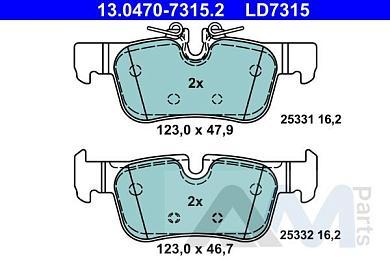 Керамические задние тормозные колодки ATE (13.0470-7315.2)  BMW X2 (F39) 20i/20iX