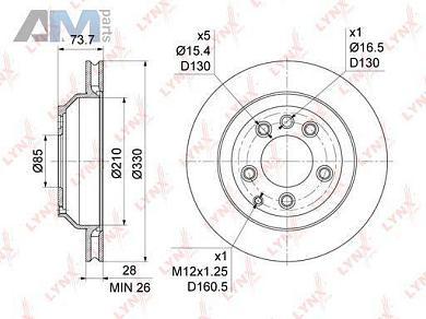 Диск тормозной задний LYNX для Touareg 2014-2018 BN-1210