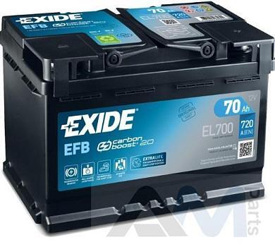 Аккумулятор (EFB) 70Ah/760A Audi A3 (8P) 2003-2012 EXIDE (EL700)