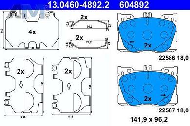 Передние тормозные колодки 13-0460-4892-2 ATE для Мерседес E-450