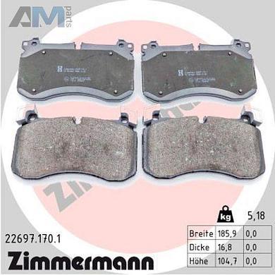 Передние тормозные колодки (22697.170.1) Zimmermann для Mercedes GLE-Coupe C167 63s AMG