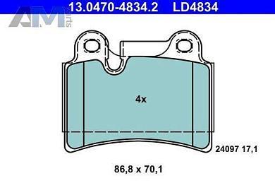 Задние керамические тормозные колодки ATE 13.0470-4834.2 для Volkswagen Touareg I (2003-2010)
