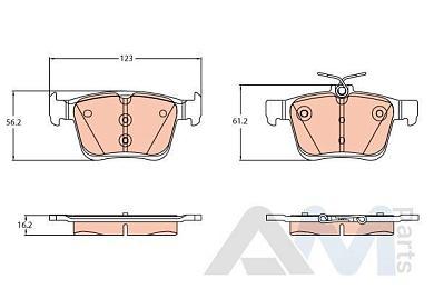 Задние тормозные колодки GDB2179 (TRW) для Taos (2020-2023)