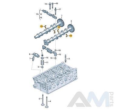 Упорные подшипники распредвалов 057109307F Audi Q7 (4M) 2019-2024 3.0TDI (45TDI) 231 л.с.