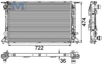 Радиатор охлаждения двигателя MAHLE/KNECHT (CR911000S) на Audi A7 (4G) 3.0TDI (2014-2018)