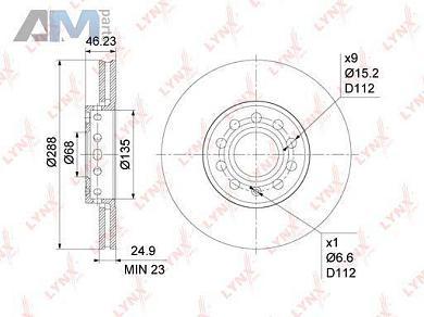 Диск тормозной передний LYNX для Passat B5 1997-2005 BN-1206
